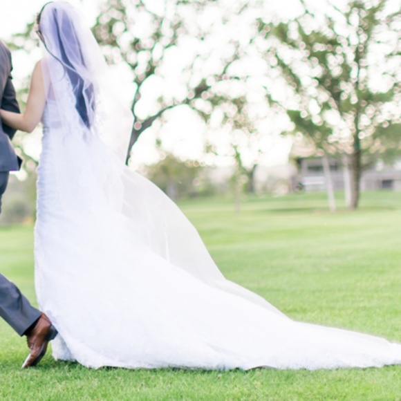 White crystal detailing bridal wedding dress